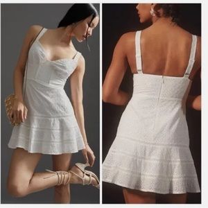 mare mare x anthropologie white corset eyelet mini dress